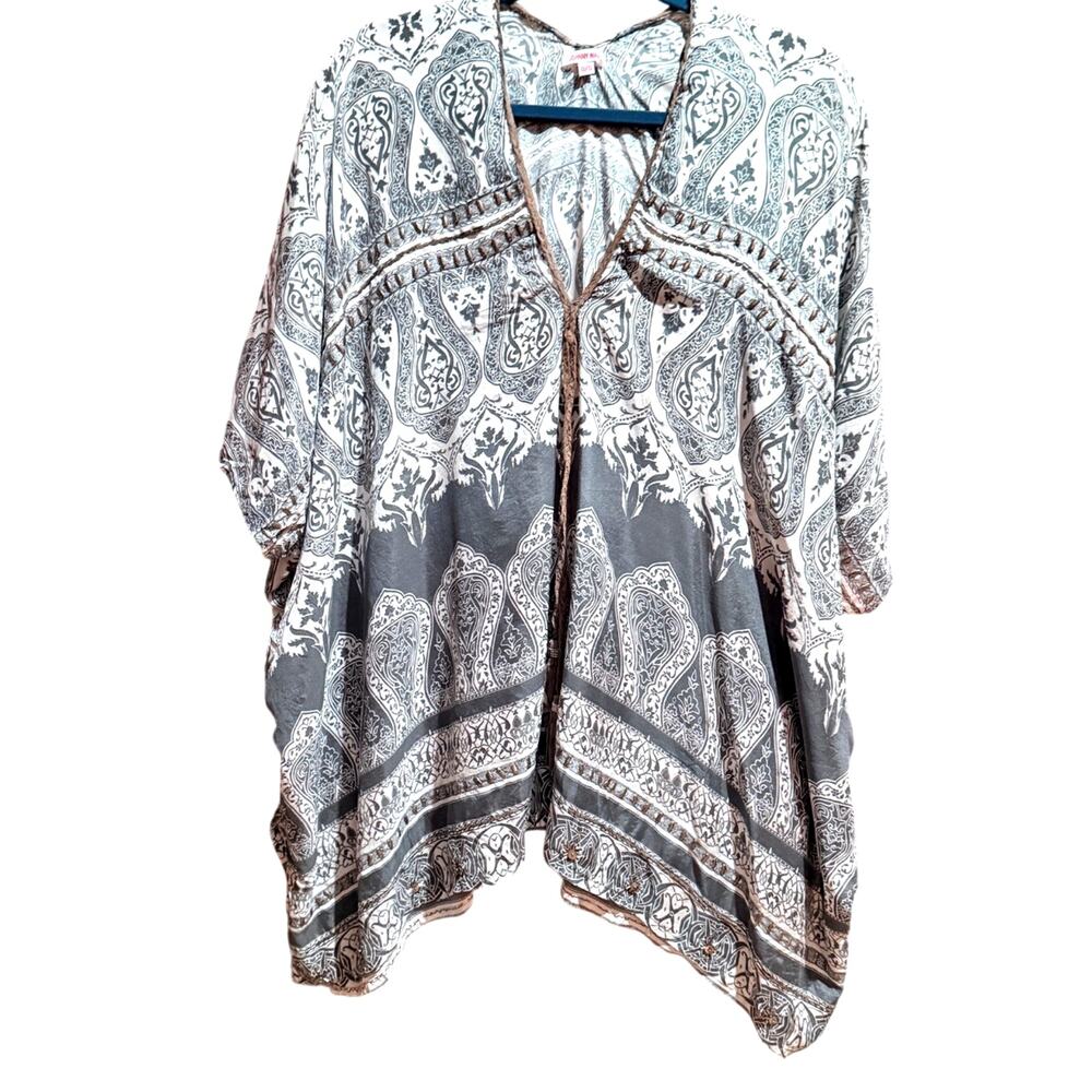 Johnny Was O/S 100% Silk Beaded poncho